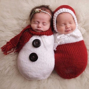 Christmas Newborn Baby Gifts, Crochet Swaddle Blanket, New mom gifts, Swaddle set, Knitted Snowman Swaddle