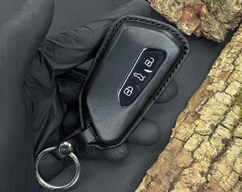 Leren sleutelklep voor ID.4, ID.6, Golf Tiguan Touareg Passat Arteon enz., lederen autosleutelhangerhoes, sleutelhangeretui, leren sleutelhouder