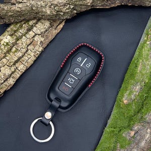 Leather Car Key Case Personalized For F-150, Keychain Raptor, Key Holder Edge, Key Fob Mondeo, Key Ring For Explorer Mustang