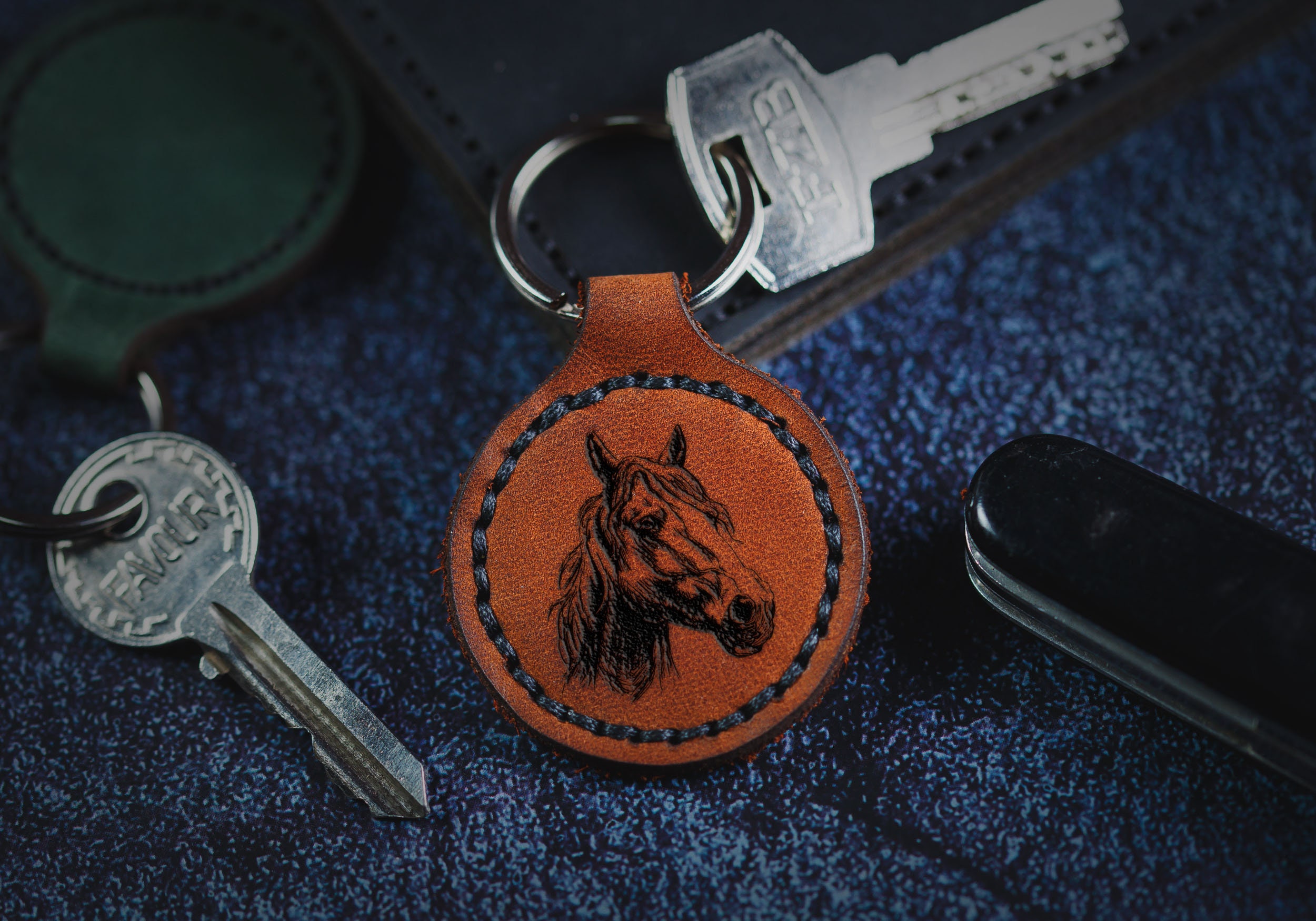 Horse Personalized Keychain Riding Horse Head Sport Leather Etsy