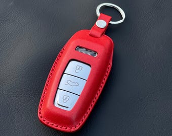 Capa de couro para chaveiro de carro A3 A4 A5 A6 S5 Q3 Q5 Q7, capa de couro para chaveiro adequada para carro, presente de aniversário para ele, capa de couro genuíno para chave de carro