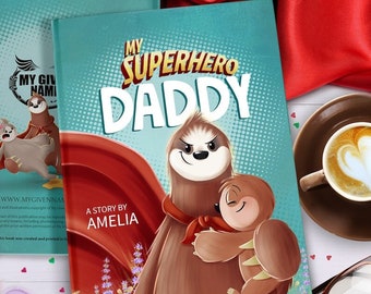 Father&#39;s Day gift from kids, Personalized Gift for Dad, Superhero Dad Book, Dad Gift, Valentines Dad Gift, Gift from Son, Gift from Daughter