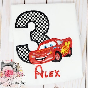 Cars Inspired- Race Car - 3rd Birthday - Customize Age and Name - Boys - T-shirt - Bodysuit