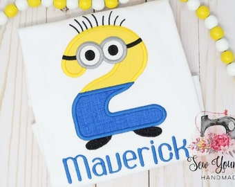 Minion Birthday Shirt - 2nd Birthday - Customize Age and Name - Boys - T-shirt - Bodysuit