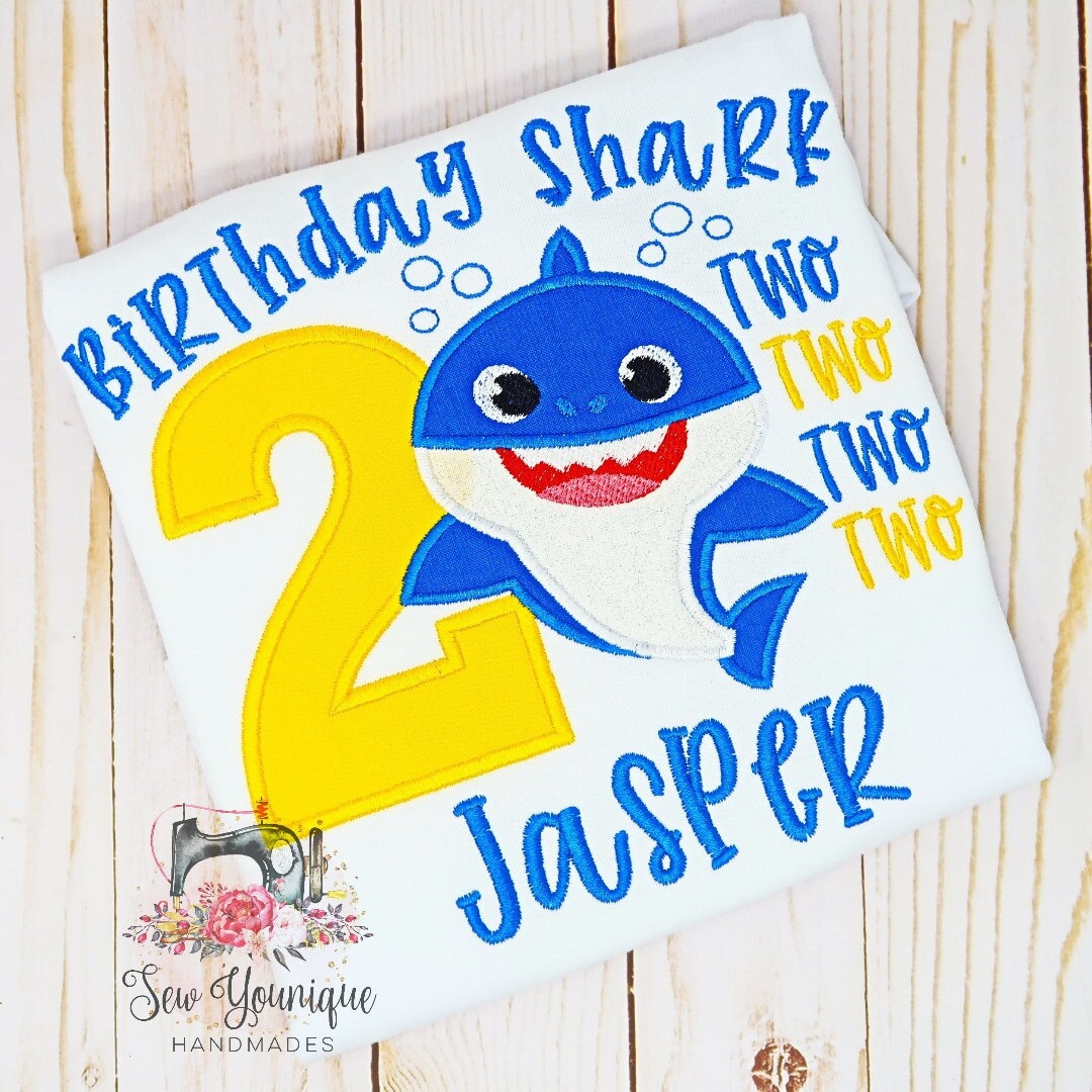 Baby Shark 2nd Birthday Shirt Custom Baby Shark 2nd Birthday Shirt