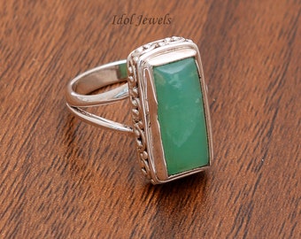 US Size 9.25 Chrysoprase Jewelry Metaphysical Stunning Chrysoprase Rings