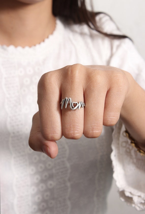 Personalized Mom Ring Mother s Day Gift Sterling Silver Mom