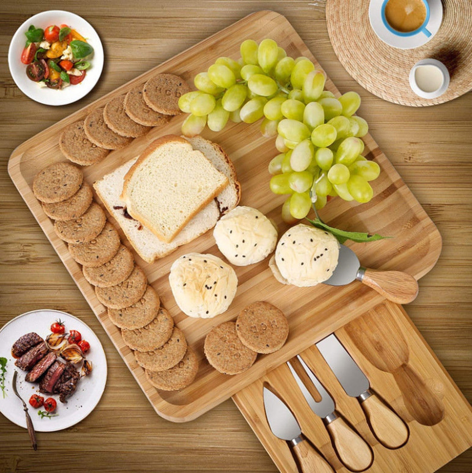 Bamboo Cheese Board with Cultery SetCharcuterie Boards with Etsy