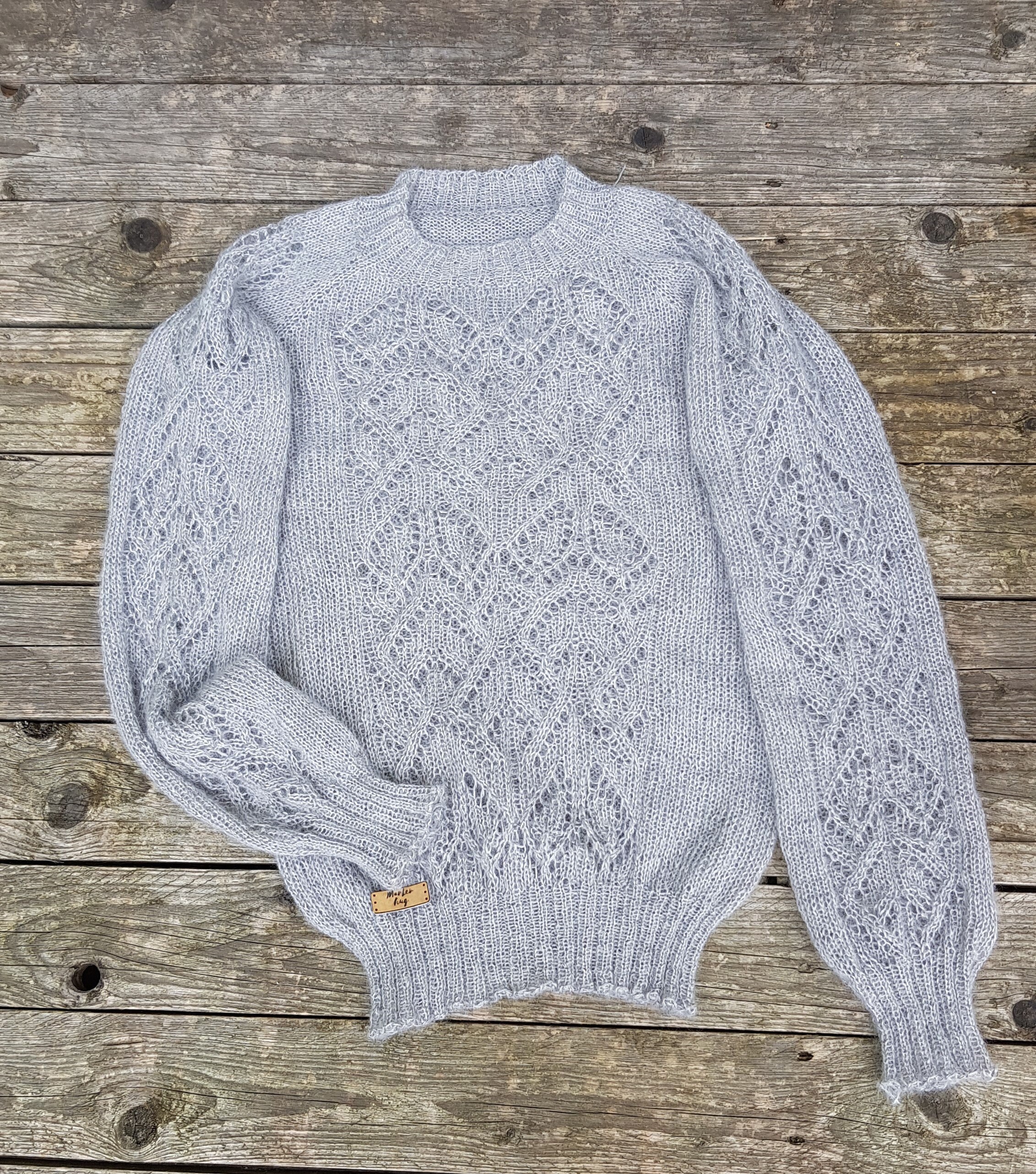 トップス ANSNAM Riverrun mohair crush pullover Women's Mohair Pullover | Gray, Silver Hand Knitted Jumper