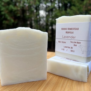 Lightly scented Lavender Tallow Body bar/ Tallow Soap