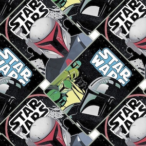 STAR WARS fabric -- Mandalorian poster collage -- 100% cotton quilting fabric