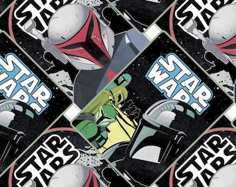 STAR WARS fabric -- Mandalorian poster collage -- 100% cotton quilting fabric