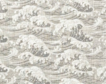 Japanese DOBBY fabric -- light gray waves crashing on textured cotton -- 100% cotton dobby fabric