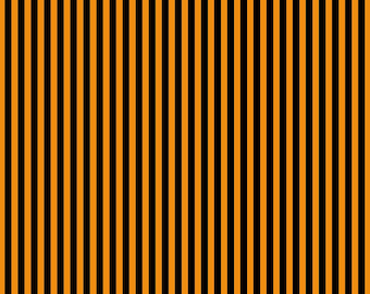 Halloween fabric -- mini orange and black stripes -- 100% cotton quilting fabric