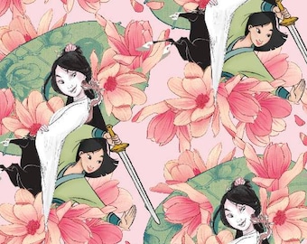 Disney Princess fabric -- MULAN floral print -- 100% cotton quilting fabric
