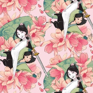 Disney Princess fabric -- MULAN floral print -- 100% cotton quilting fabric