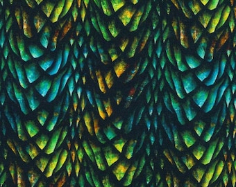 Emerald Reign dragon scales fabric -- 100% cotton quilting fabric
