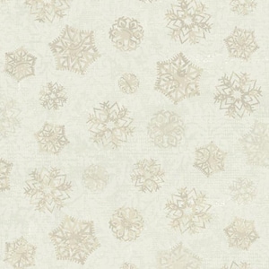 Christmas fabric -- Small, subtle snowflakes scattered on beige -- 100% cotton quilting fabric