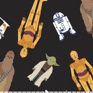 STAR WARS fabric -- Star Wars portraits tossed in space on black -- 100% cotton quilting fabric