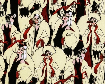 Disney-schurkenstof -- Cruella Deville poses herhaald -- 100% katoenen quiltstof