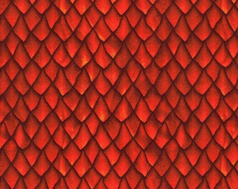 Red dragon scales fabric -- 100% cotton quilting fabric