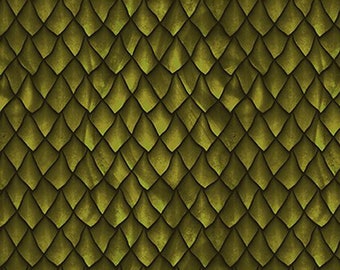 Green dragon scales fabric -- 100% cotton quilting fabric