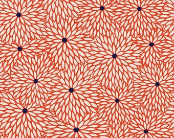 Japanese-inspired fabric -- Orange flower burst on white from the Japanese Garden collection -- 100% cotton quilting fabric