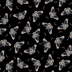 Mariposas espalhadas em preto - tecido quilting 100% algodão