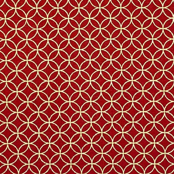 Japanese fabric -- Metallic gold traditional Japanese pattern on brick red -- 100% cotton quilting fabric