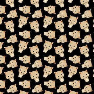 Halloween fabric -- Cat skulls scattered on black -- 100% cotton quilting fabric