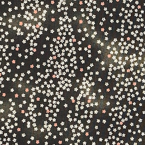 Japanese fabric -- Mini cherry blossoms on mottled black -- 100% cotton quilting fabric