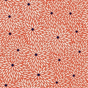 Japanese-inspired fabric -- Orange flower burst on white from the Japanese Garden collection -- 100% cotton quilting fabric