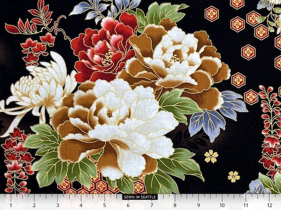 Japanese Fabric Big Floral and Traditional Kimono Patterns With
