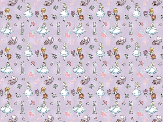 Collage Baumwollstoff Grinsekatze Disney-Stoff -- Alice, Die