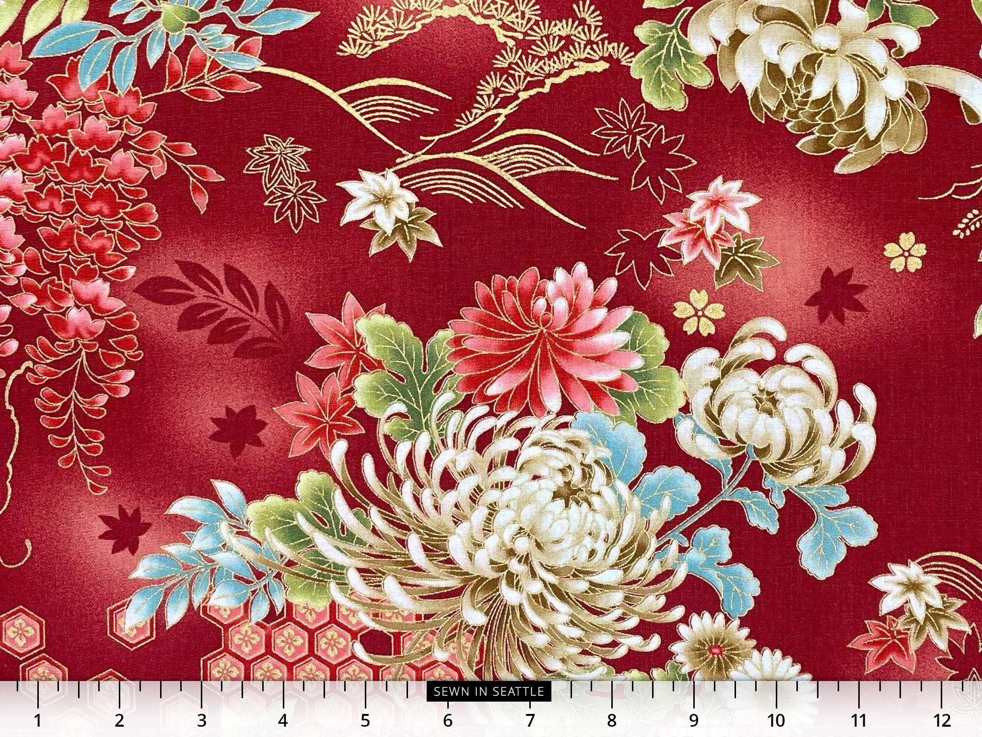 Japanese Floral Pattern Kimono Style Wrapping Paper by Heroinax