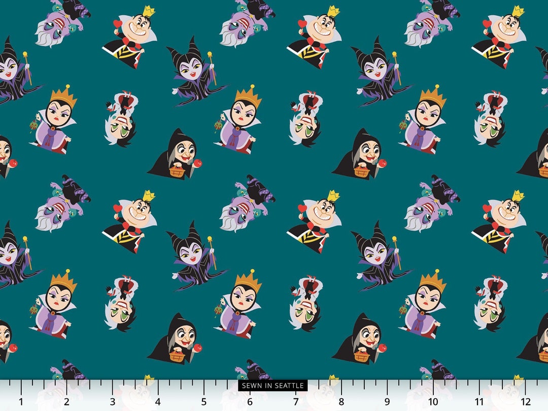 Disney Villains Fabric Kawaii Maleficent, Ursula, Snow White's Evil