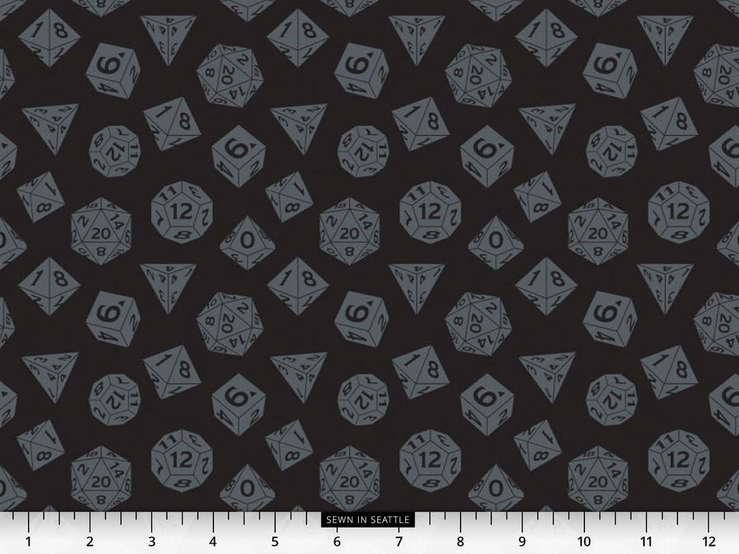 Dungeons & Dragons Fabric -- Dnd Dice Set on Black -- 100% Cotton ...