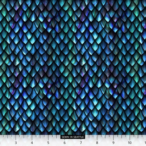 Blue Fury Dragon Scales Fabric 100 Cotton Quilting Fabric Etsy