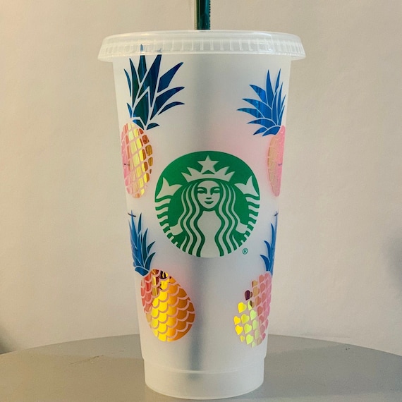 Pineapple Starbucks Cup Tumbler, Handmade, Hawaii, Aloha, Gift
