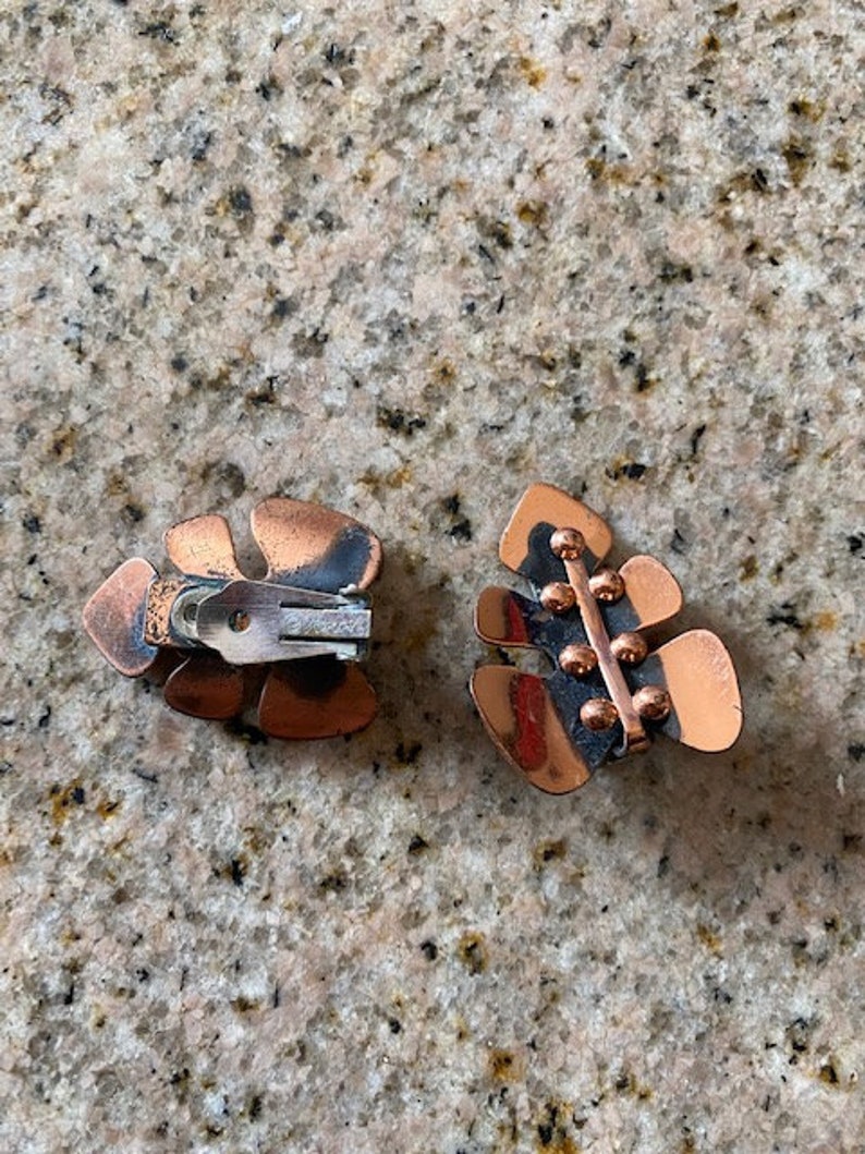 Vintage Copper Clipon Earrings by Renoir of California Active Etsy