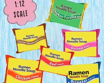 Printable 1:12 Miniature Scale Ramen Pack | Doll Toys | Doll Food | DIY | Miniature Doll | Doll Ramen