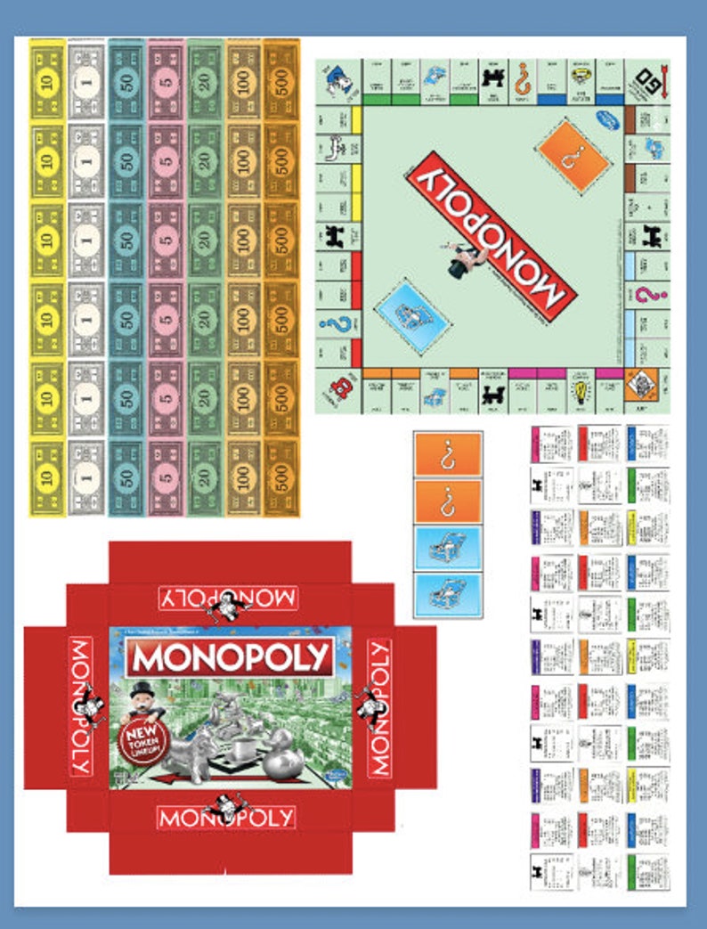  Printable  1 3 Miniature  Scale Snack Monopoly Set Doll Toys 