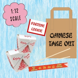Afdrukbare 1:12 Miniatuur Schaal Takeout Pack | Doll Toys | Doll Food | Doe-het-zelf | Miniatuur Pop | Pop Takeout