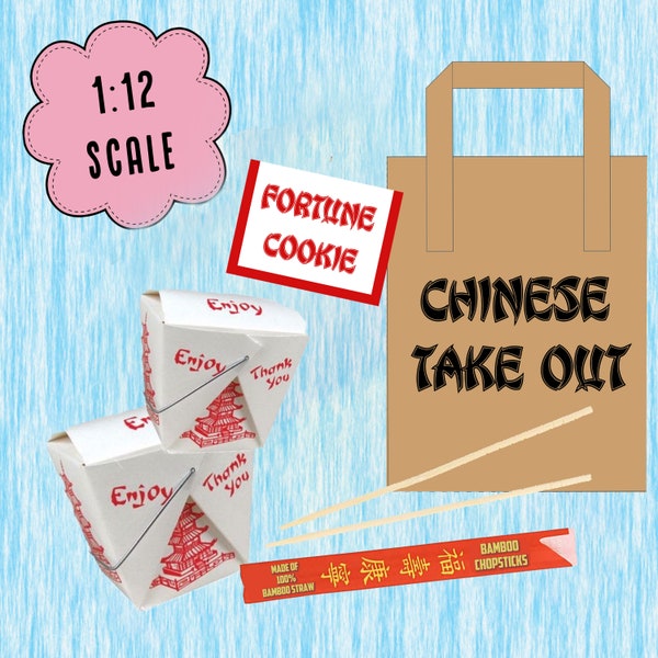 Printable 1:12 Miniature Scale Takeout Pack | Doll Toys | Doll Food | DIY | Miniature Doll | Doll Takeout