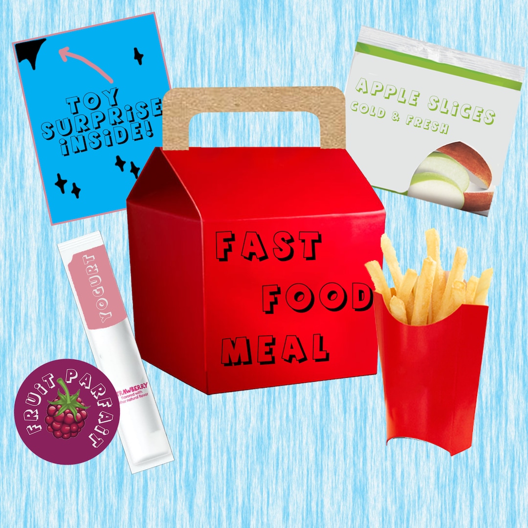 Printable 1:3 Miniature Scale Fast Food Pack | Doll Toys | Doll Food ...