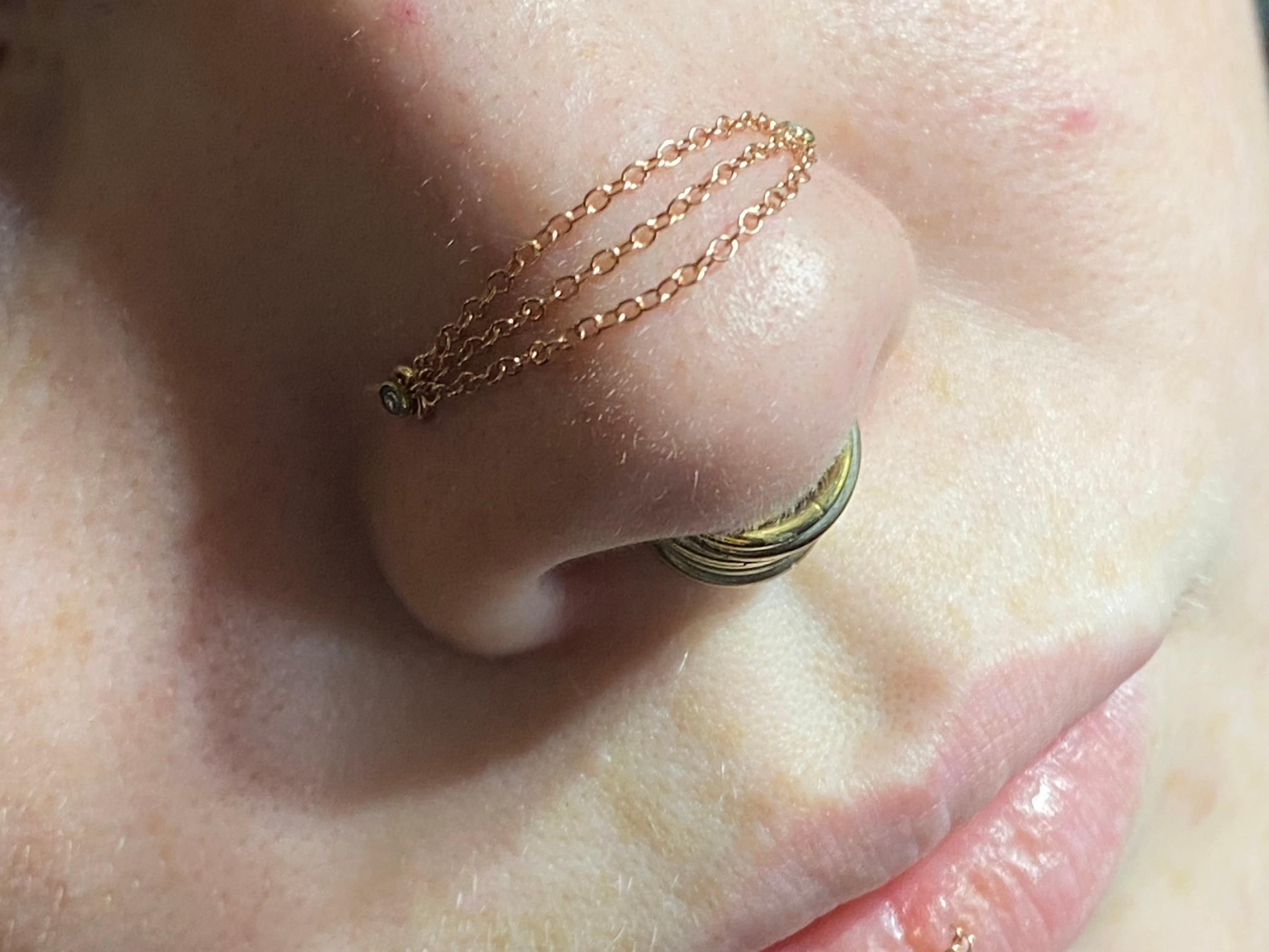 Custom Size Triple Piercing Chain Nose Shield Ear Cartilage Etsy India