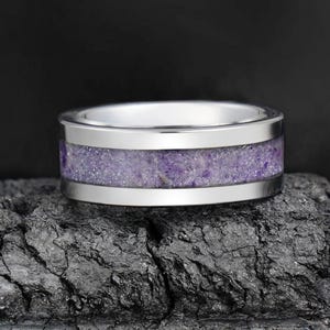 Tansanit, Silber Wolfram Ehering, Statement Versprechen Verlobung Jahrestag Geschenk, Frauen & Männer Ehering, personalisierter Ring