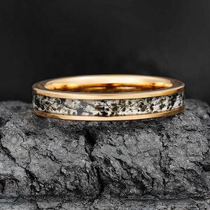 Rutile Quartz Ring, Rose Gold Tungsten Ring, Statement Promise Engagement Anniversary Gift, Women&#39;s & Men&#39;s Wedding Band, Personalized Ring