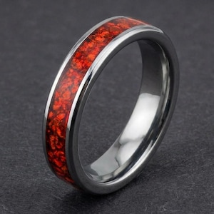 Ruby Ring, Silver Tungsten Ring, Silver Wedding Ring, Mens Wedding Band, Womens Ring, Anniversary Ring, Engagement Ring, 4mm 8mm