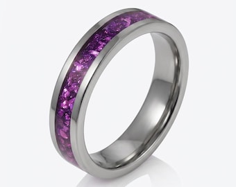 Alexandrite Ring, Silver Tungsten Ring, Silver Wedding Ring, Mens Wedding Band, Womens Ring, Anniversary Ring, 8mm Ring, 4mm Ring
